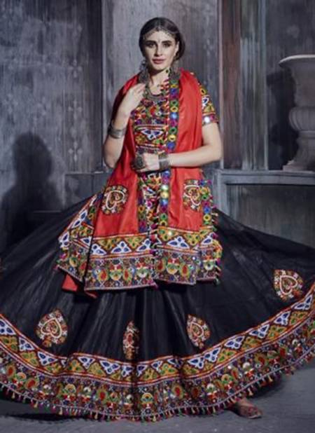 Dark Red And Black Colour Rajwadi Vol 1 New latest Designer Navratri Special Silk Lehenga Choli Collection 7003 D